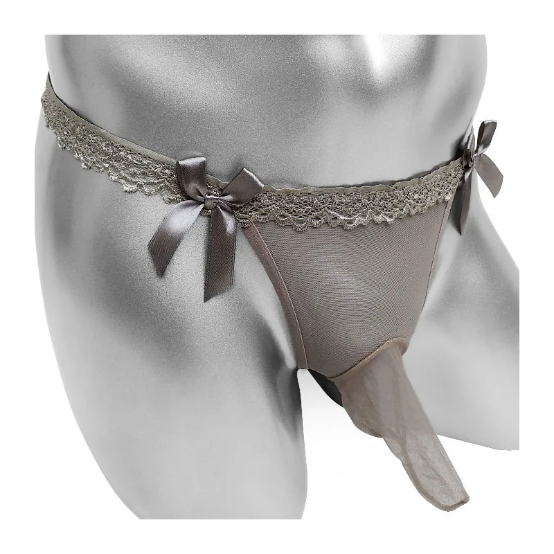 Трусы стринги кружевные для мужчин прозрачное пикантное нижнее белье с рукавом