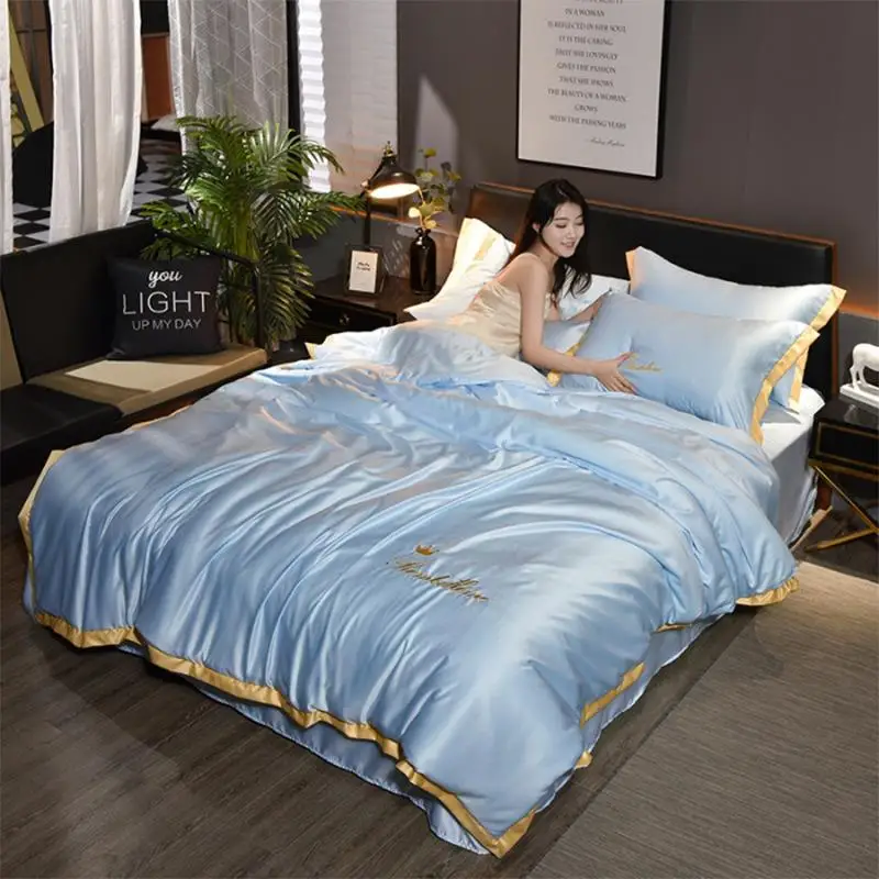 

2020 Новый Омывается из четырех частей текстильные постельные принадлежности для дома Queen кровать костюм Спальня постельные принадлежности, ...