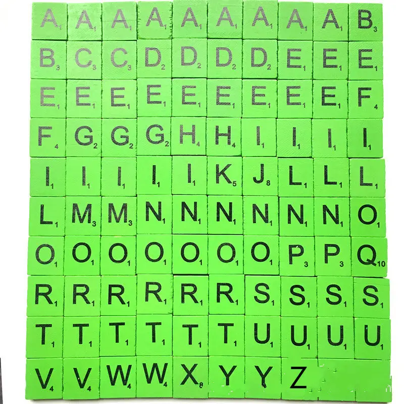 Green 100 шт./лот, Набор цветных английских букв, слова, скрапбукинг, скраббл, цифры, алфавит, плитка, деревянные буквы, блок для дома, сделай сам, крафт - Цвет: Green