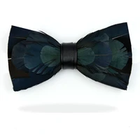 unique original feather bow tie natural hand made bowtie with gift box for men business party wedding