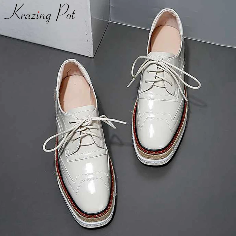 Krazing pot/обувь из натуральной кожи Туфли на танкетке Обувь толстой подошве Высота