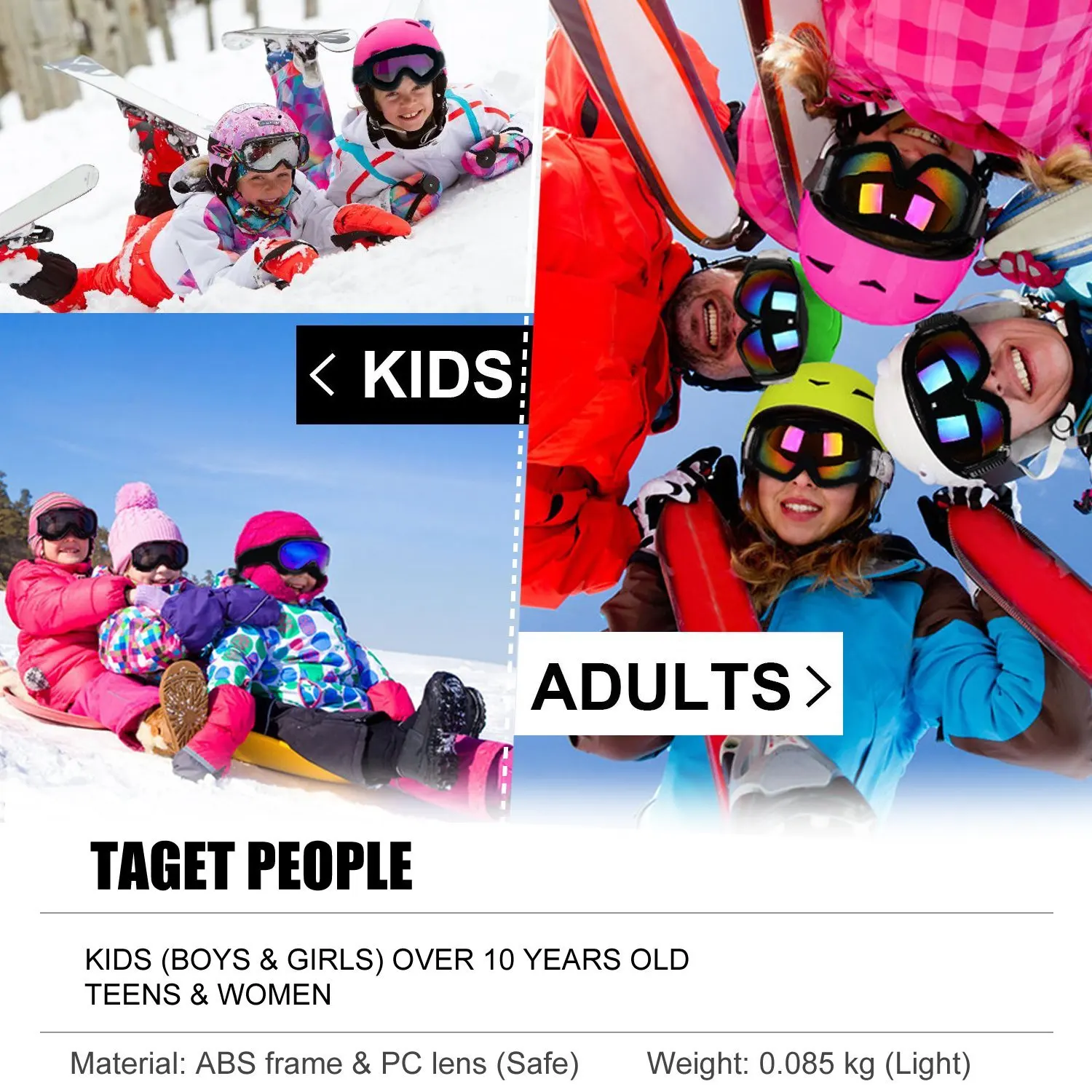 Лыжные очки для катания на лыжах и сноуборде ветрозащитные антибликовые мужчин