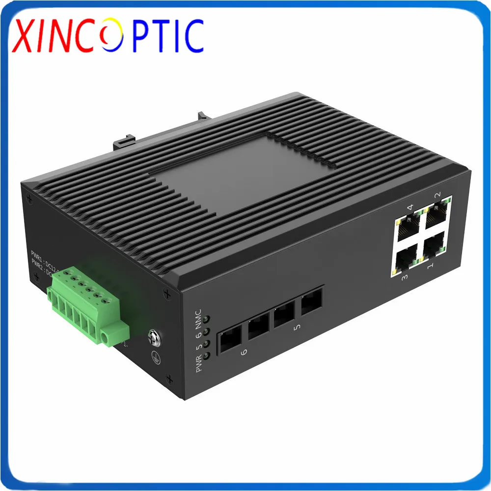 2SFP + 4RJ45 за исключением SFP 6 портов на din-рейке промышленный гигабитный Ethernet
