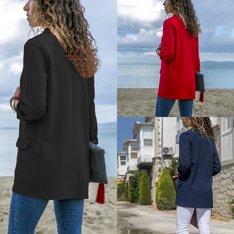 

Vintage Women Blazer Pockets Jackets Female Retro Suits Coat Feminino blazers Outerwear high quality Female Blazers