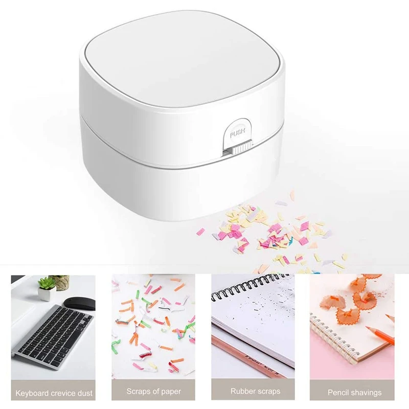 

Mini Desktop Vacuum Cleaner, Convenient Rechargeable Desktop Dust Collector, For Bedroom, Desk, Dormitory, White