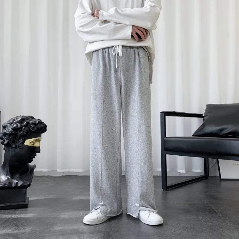 

Брюки мужские с широкими штанинами, модные серые повседневные штаны, уличная одежда, свободные прямые джоггеры, спортивные штаны, весна-лет...