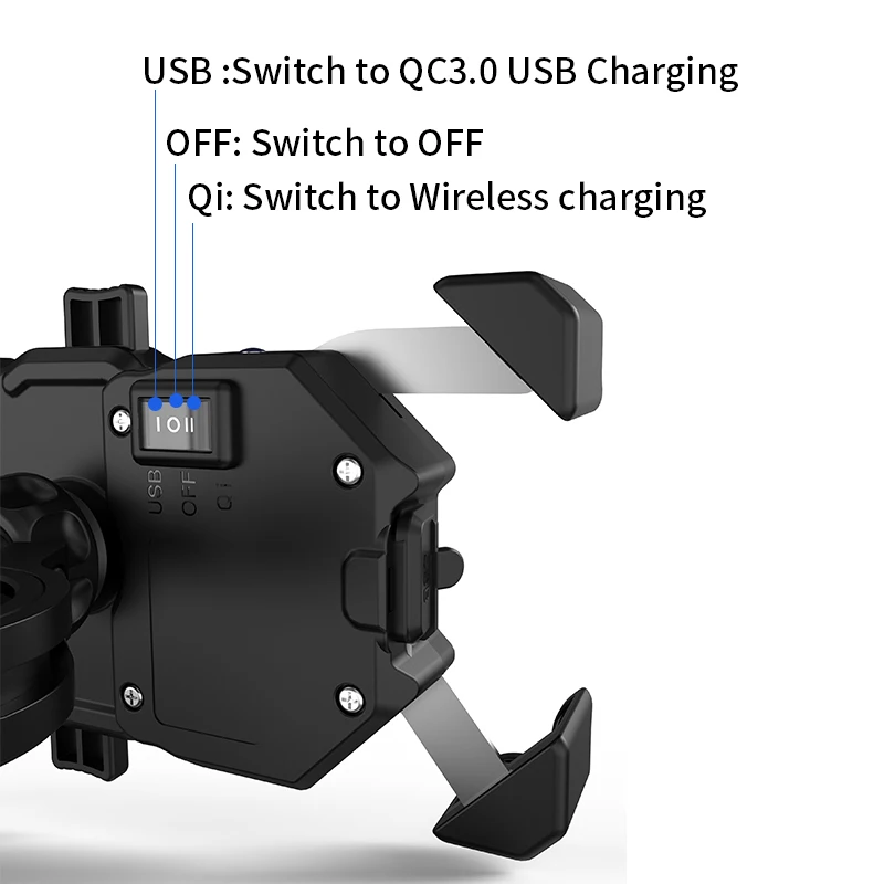 motorcycle mobile phone holder 15w wireless smart fast charger usb qc3 0 semi automatic 360 degree rotatable bracket 2 in 1 free global shipping