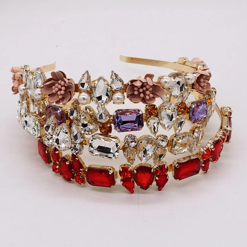 

Fashion Tiara Crystal Crown Water Drop Gem Luxury Headband Hair band Wedding Hair Accessories Hair Ornaments For Women Jewelry