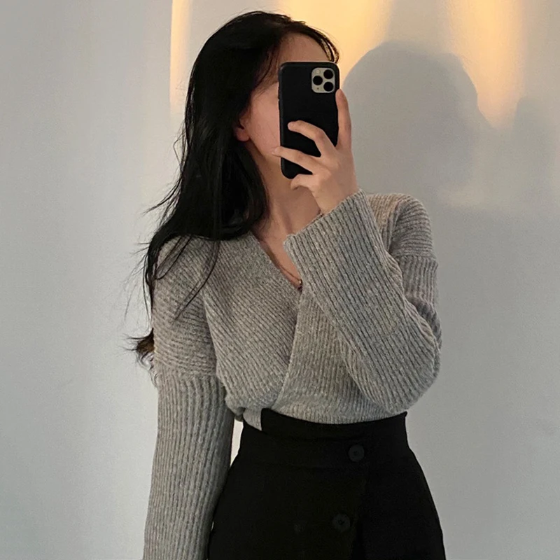 Женское платье ONALIPPA в Корейском стиле универсальный вязаный свитер с V-образным