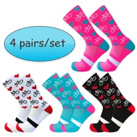 4 pairsset cycling socks men women pro competition outdoor bike socks comfortable breathable calcetines ciclismo