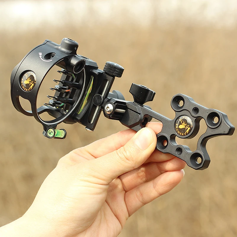 1Pcs Archery 5 Pin 7 Compound Bow Sight Micro Adjustable 0.019" Optical Fiber For Outdoor Shooting Hunting Accessories | Спорт и