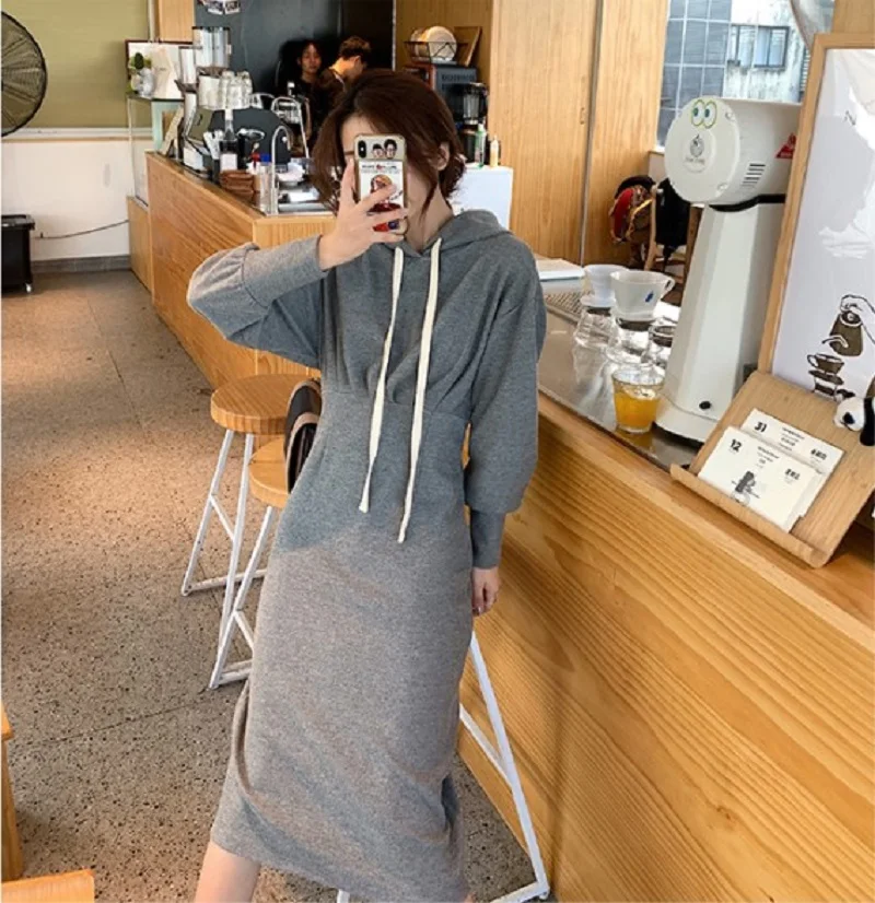 

Очень Длинная толстовка с капюшоном, однотонная элегантная толстовка с капюшоном, размер 4xl, 5xl, большие размеры, женское платье на шнурке 2021,...