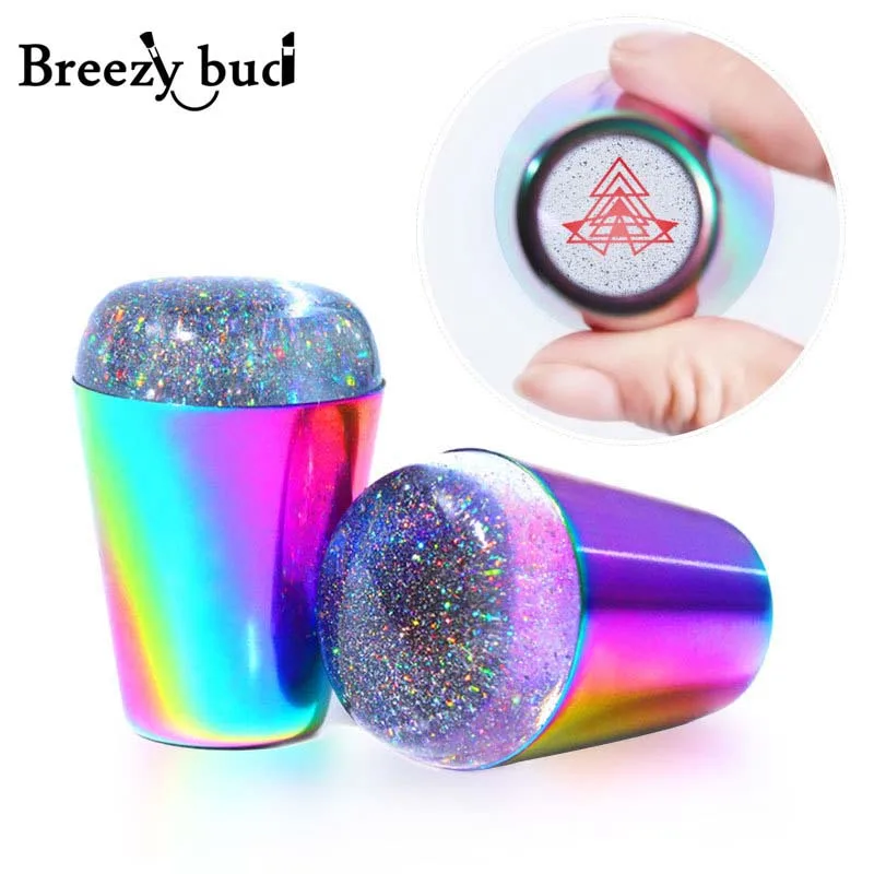 

Shiny Silicone Nail Stamper for French Tips Aurora Handle Nail Seal Stamp Nail Polish Print Transfer Stamper Nail Art Template