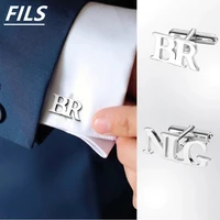 custom name initials cufflinks men personalized stainless steel gold 2 3letters cufflink boyfriend shirt cufflinks jewelry gift