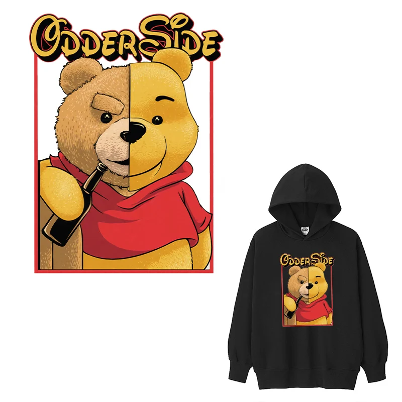 Winnie The Pooh & Teddy bear Large Patches Iron-On Transfers For Clothes Heat Transfer Vinyl Sticker For Boys Ladies Hoodie DIY