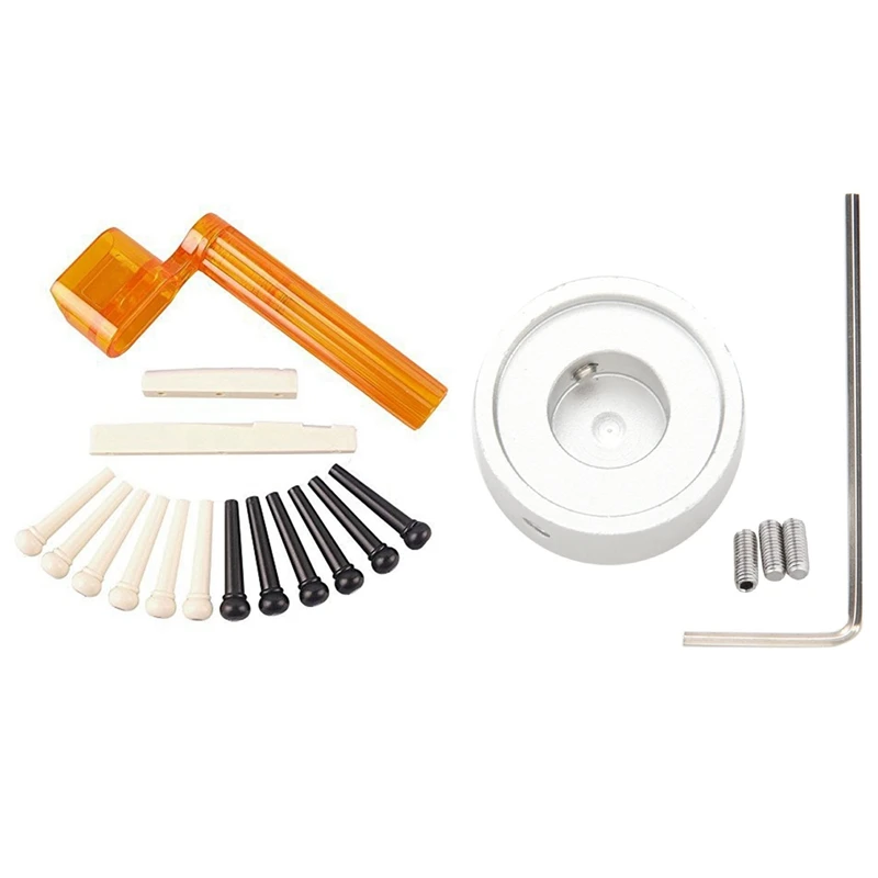 

1 Set Tint Bridge Pin+String Winder Plus Nut Saddle Set & 1 Pcs Pedal Buttons Effects Guitar Cap With Screw