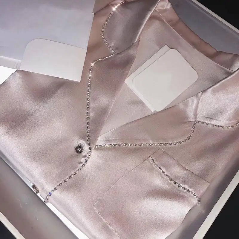 

High-quality Imitation Silk Pajamas Women's New Ladies' Home Service Suits Pj Sets for Women Sleepwear Women Sexy Pjs