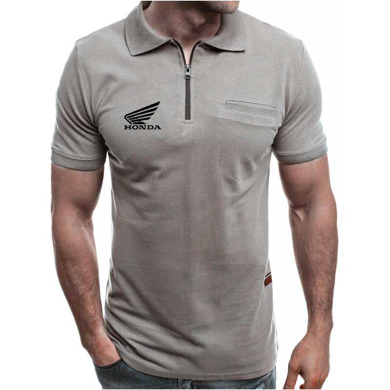 

2021New Men Honda LOGO Shirt Slim Fit Men Short Sleeve Shirt Office Formal Wear Casual Shirt Male Letter Printing Clothing AJ+22