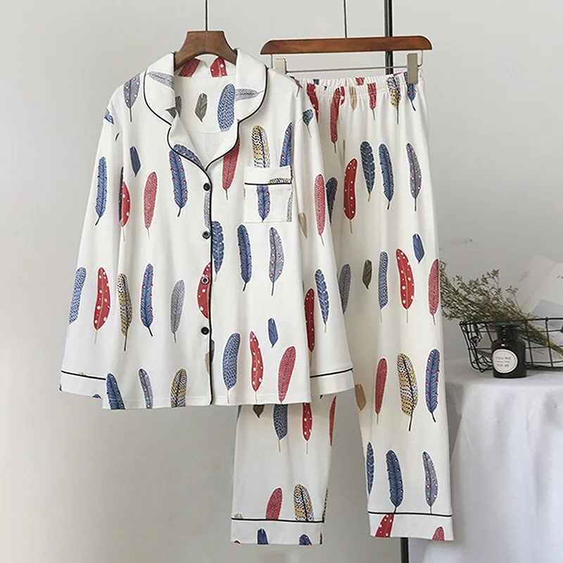 Новинка 2019 милая одежда для сна женские пижамные комплекты Хлопковые с принтом