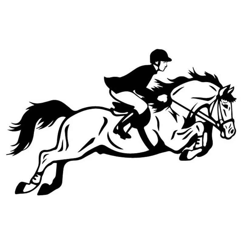 Car Sticker Cool Rider Riding on Horse Shiny Beautiful Car Sticker Black/silver 15.8cm *10CM