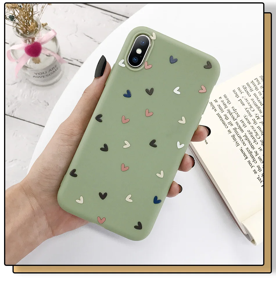KJOEW чехол для телефона для iPhone 11 Pro Max X XS XR Xs Max 6 6s 7 8 Plus карамельный цвет Любовь Сердце Мягкий ТПУ силиконовый защитный чехол Капа