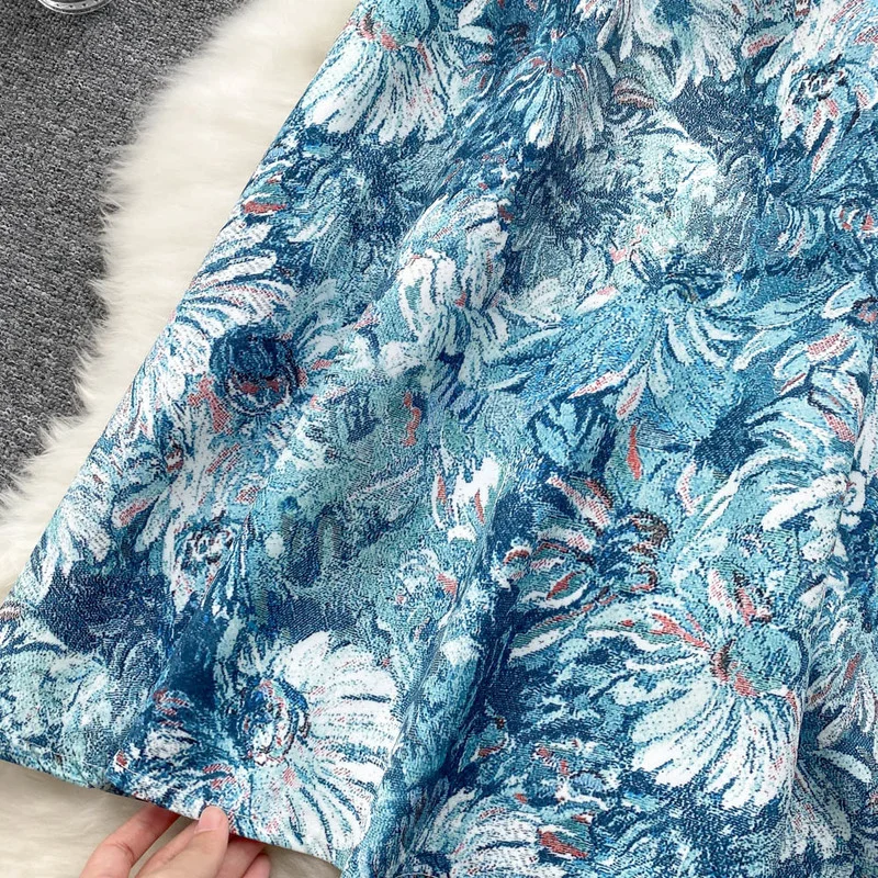Nomikuma Retro Style Oil Painting Skirt Korean Fashion High Waist Woman Skirts 2021 New Causal A-line Mujer Faldas 6V417 | Женская
