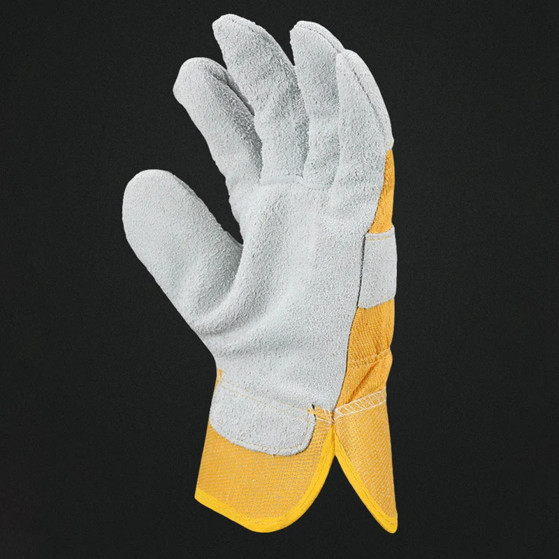 

Olson Deepak Cheap Work Gloves for General Construction Heavy Duty Cow Split Leather Drivers Welding Gloves Bulk HY026