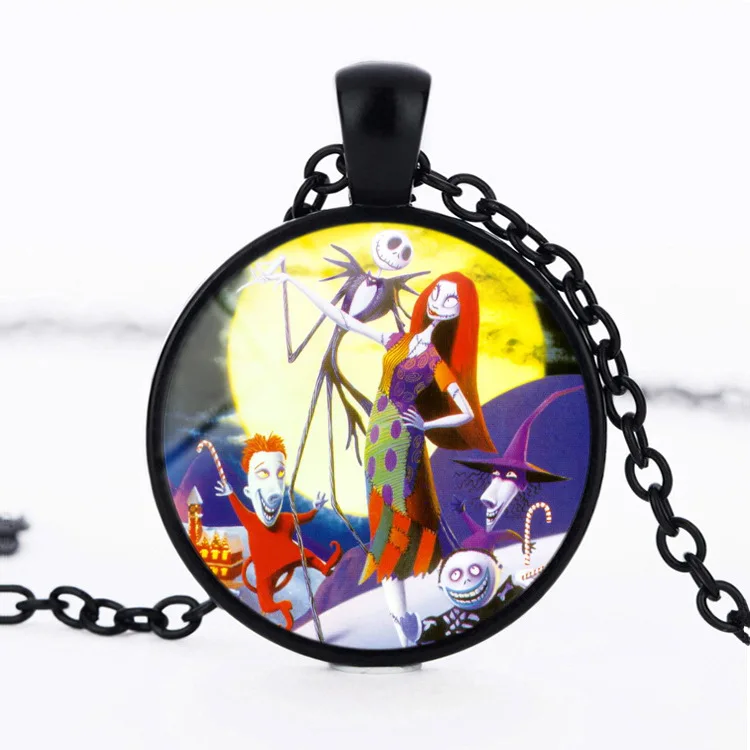 Nightmare Before Christmas pendant Necklace jack skellington Glass Cabochon gift for children |