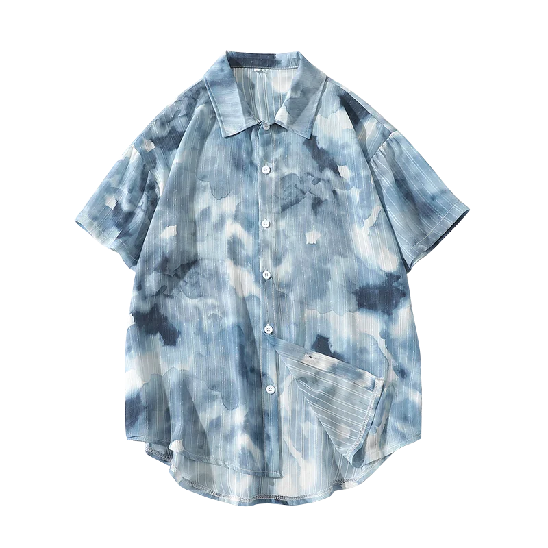 7XL ~ m ultra thin port style short sleeve shirt men's 2021 summer new large ice silk breathable fashion printed air conditionin