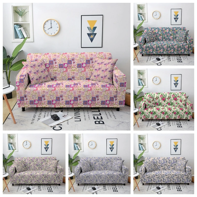 

Flowers Elastic Sofa Cover Stretch Couch Cover Sectional Sofa Silpcover Furniture Cover for Living Room