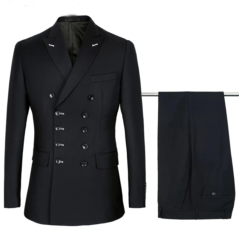 

Men Suits Two Pieces Slim Suit Double Breasted Peak Lapel Wedding Groom Party Prom Skinny Costume(Coat+Pants)