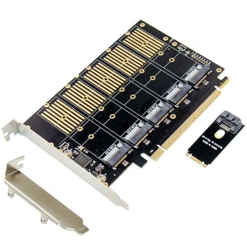 

PCIE X16 to 5 Port B key NGFF M.2 SSD adapter card JMB585 chipset