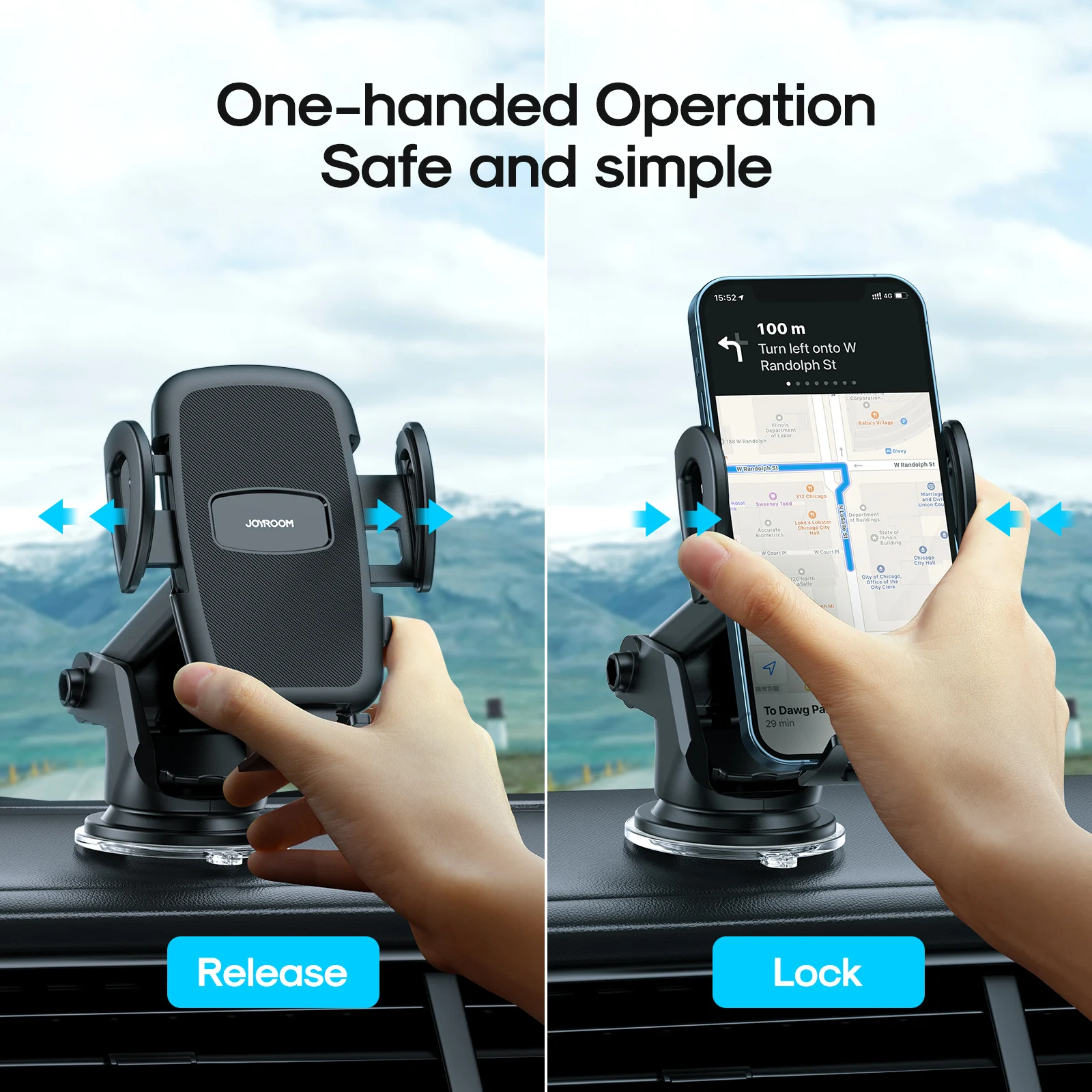 joyroom car phone holder universal automatic alignment mount phone holder stand for iphone samsung xiaomi huawei free global shipping