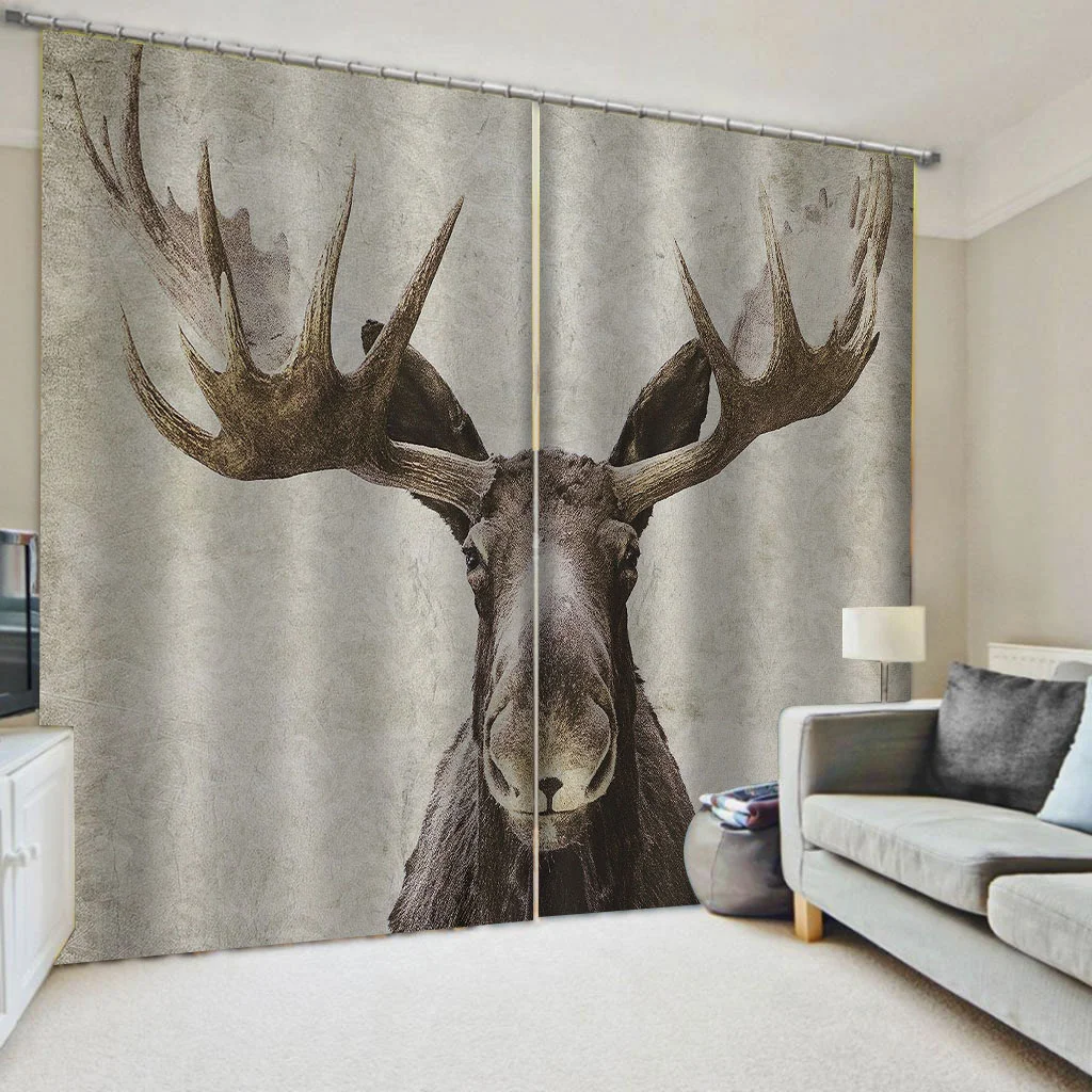 

Modern Art Blackout 3D Curtain Animal Head Photo Curtains For Living Room Kids Bedroom Custom Fashion Window Drapes