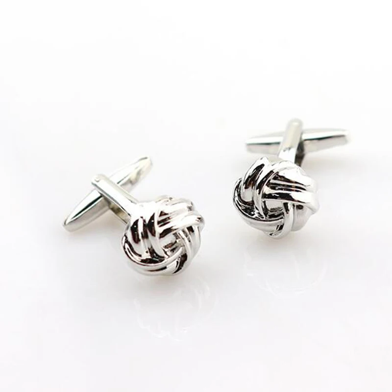 

High Quality Knot Cufflinks For Men Shirt Cufflinks Silver Plated Business & Wedding French Grooms Shirt Brand Cuff Links