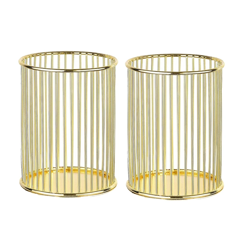 

NEW-2 Pack Metal Pen Holder for Desk,Pencil Holder Organizer Makeup Brush Holder Organizer