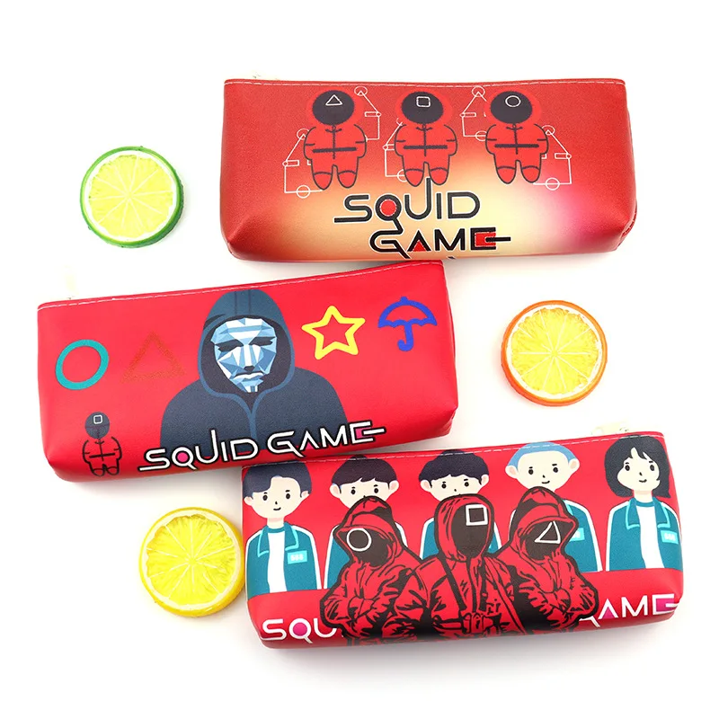 

New Product Squid Game Peripheral PU Single-layer Student Pencil Bag Large Capacity Stationery Bag School Supplies Stationary