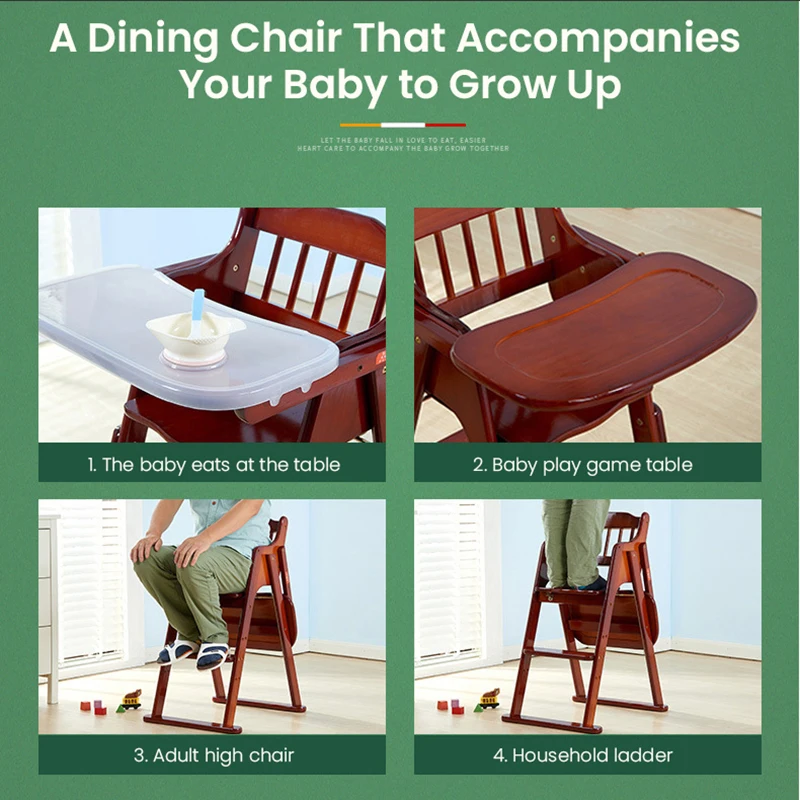Baby Dining Chair Children Table Solid Wood Portable Multifunctional Foldable Family Outdoor Hotel Seat | Мать и ребенок