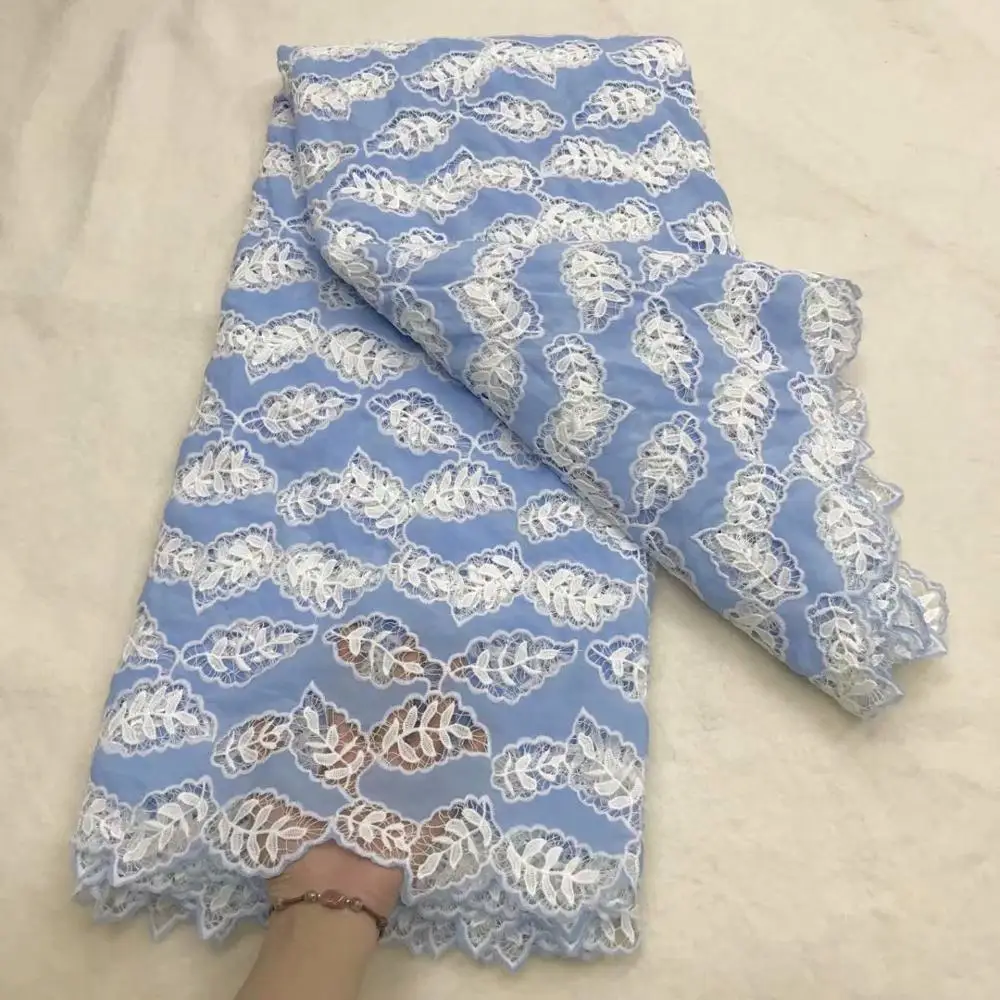 

Новейшая африканская кружевная ткань, нигерийская швейцарская сухая 100% хлопчатобумажная кружевная ткань с кружевом Дубая для шитья FJYU1122