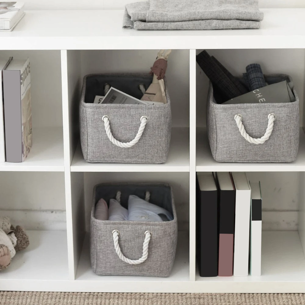 S/M/L Linen Storage Basket Foldable Sundries Baskets Cosmetics Container Cotton Box Desktop Organizer | Дом и сад