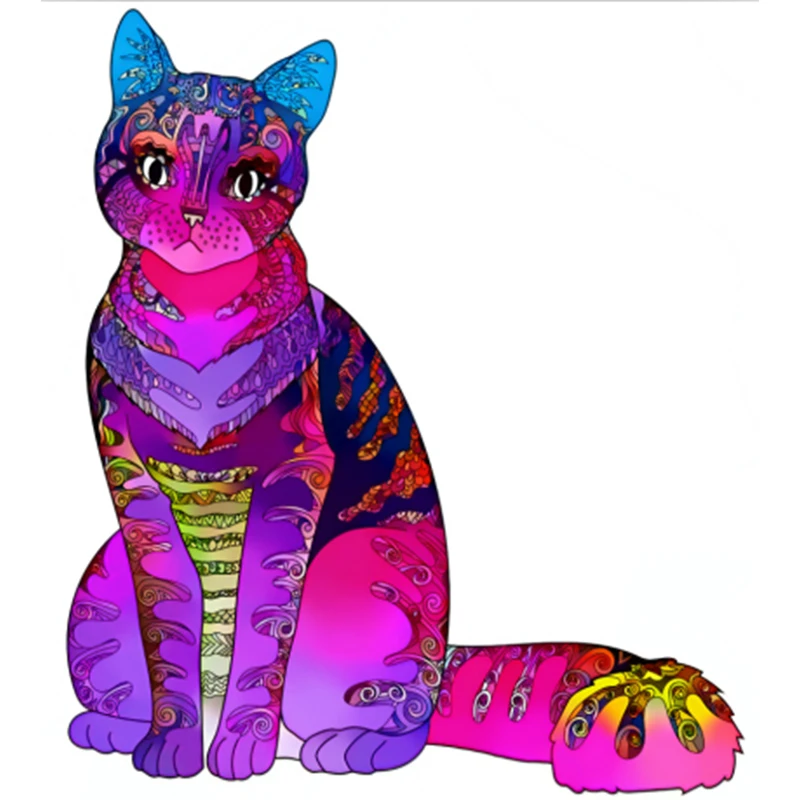 

Cute Sad Cat Animal Puzzle Kids Wooden Toy Jigsaw Unique Shaped Piece Wood Puzzle for Children Gift Box Brain 3D Diy Game Item