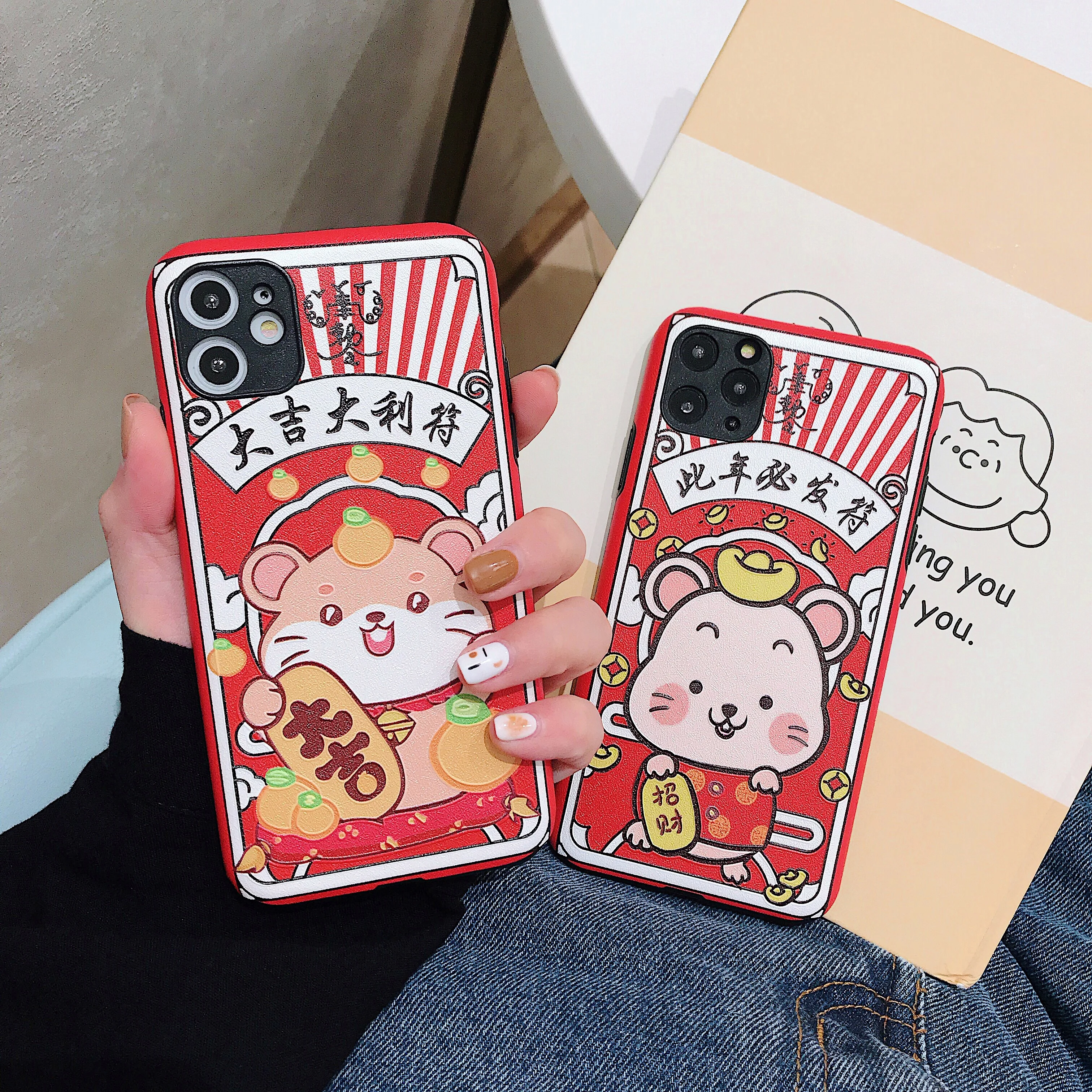 Милый 3D рельефный чехол для телефона с изображением из мультфильма Lucky Cat Rich Pig Mouse