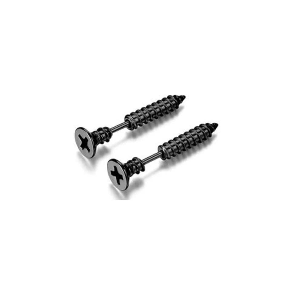 Black 2pcs 1-6 пар серьги из нержавеющей стали для мужчин Поддельные Вилки туннели шпилька для уха спираль бар для женщин мужчин серьги-кольца - Окраска металла: Black 2pcs