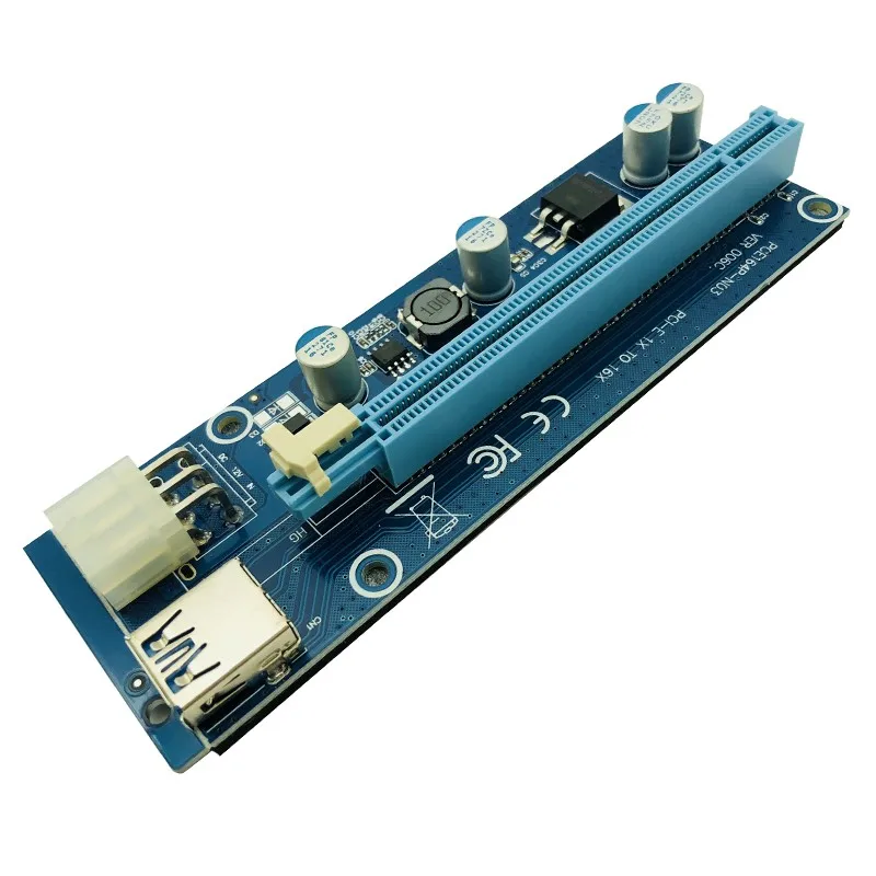 

6 шт. 006C Riser PCIE PCI-E PCI Express Riser Card 1x до 16x GPU USB 3,0 удлинитель адаптер SATA до 6Pin кабель питания для Майнинг Биткойн