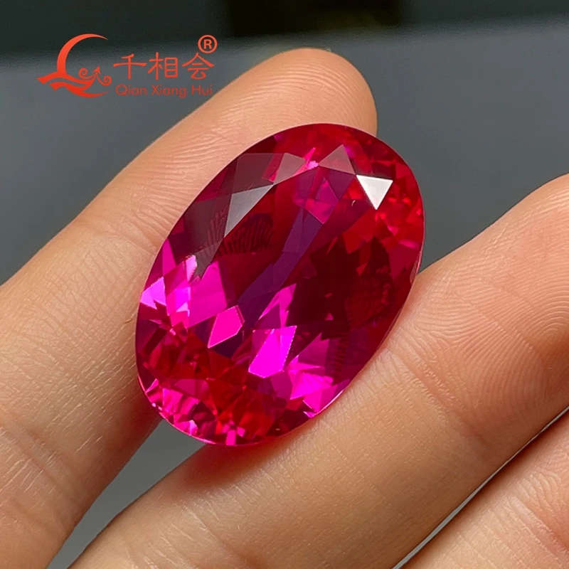 rose pink  color  oval shape artificial ruby  20*30mm 60.75ct   Natural cutcorundum  gem stone for jewelry making