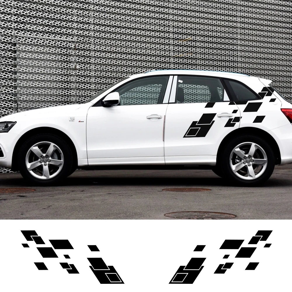 

2PCS Car Door Side Lattice Stickers Auto Tail Decals For Audi A3 8P 8V A4 B6 B8 B7 A6 C5 C6 C7 A5 A7 A8 Q5 Q7 Q1 Q3 Accessories