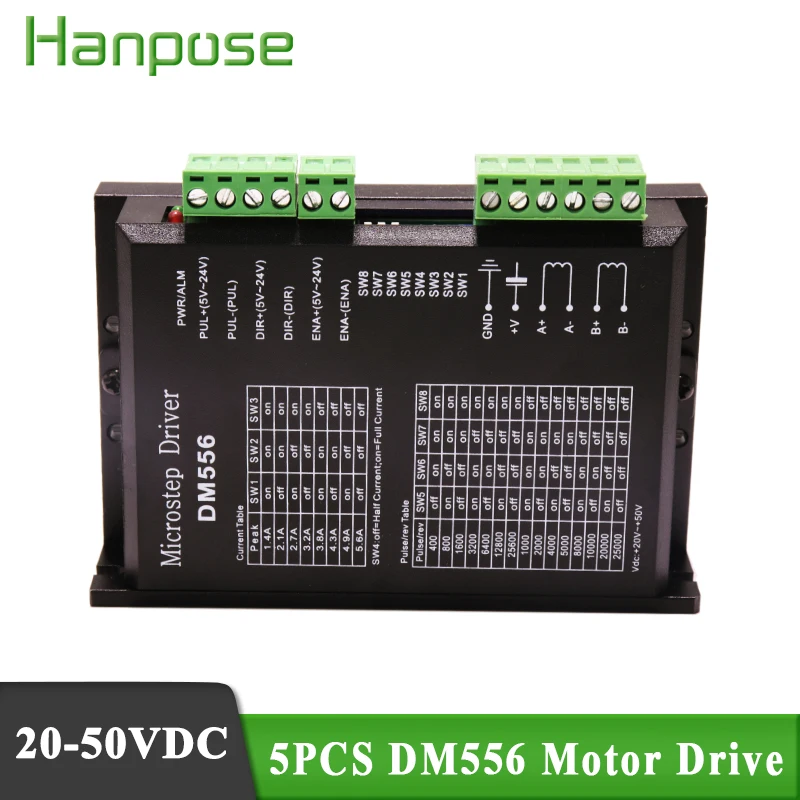

5pcs 12V nema17/23 Stepper Motor Driver 2-phase Max 4.2A for 57 86 Series Motor 3D Printer Monitor Equipment 20-50 VDC DM556