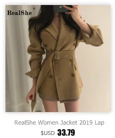 RealShe, длинное женское пальто,, с отворотами, поясом, карманами, пальто и куртки для женщин, большой размер, длинный плащ, Весенняя верхняя одежда, шерстяное пальто для женщин