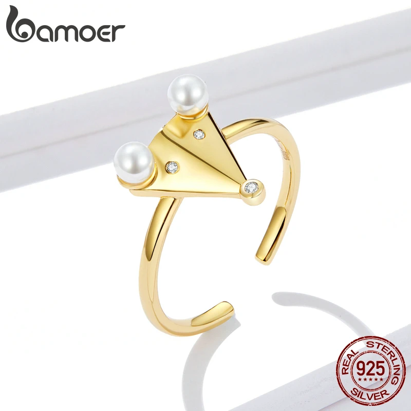 Кольцо женское из серебра с жемчугом в виде крысы|Кольца| |