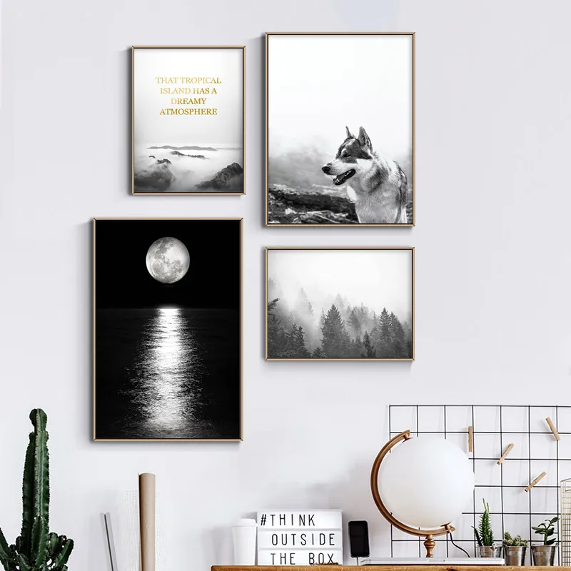 Природа горы скалы пейзаж Постер Черный белый на стену художественные принты